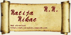 Matija Mikać vizit kartica